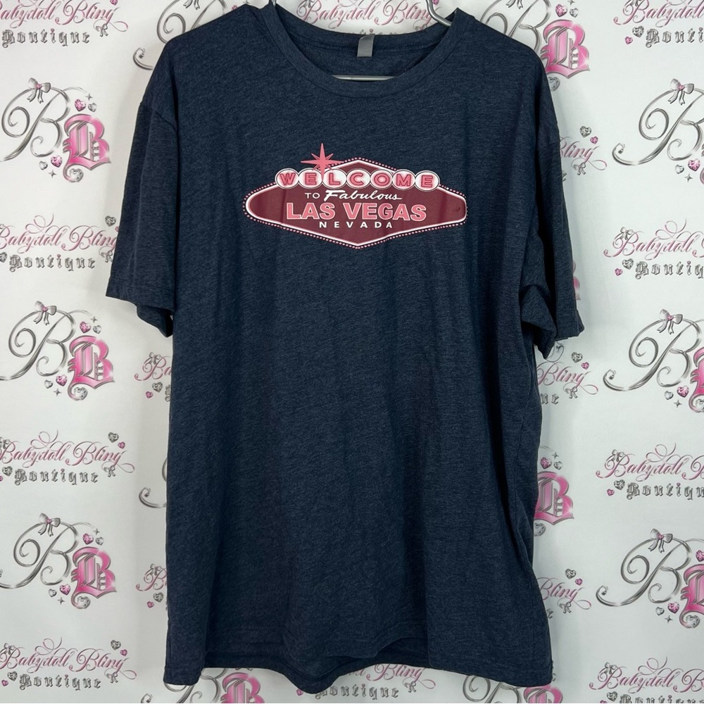 Tshirt Las Vegas tee Graphic welcome T-Shirt Navy blue red white Vegas Nevada